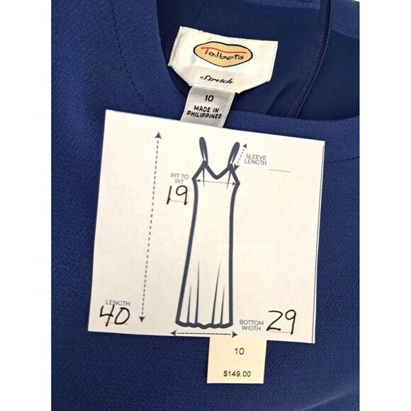 NWT!! TALBOTS Blue Sheath Cocktail Workwear DRESS Size 10‎ Faux Belt - Picture 2 of 9